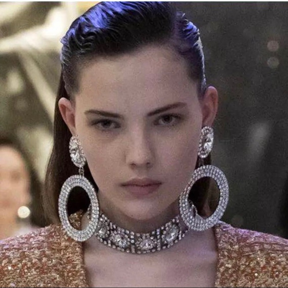 Swarovski Crystal Hoop Earrings Pierced